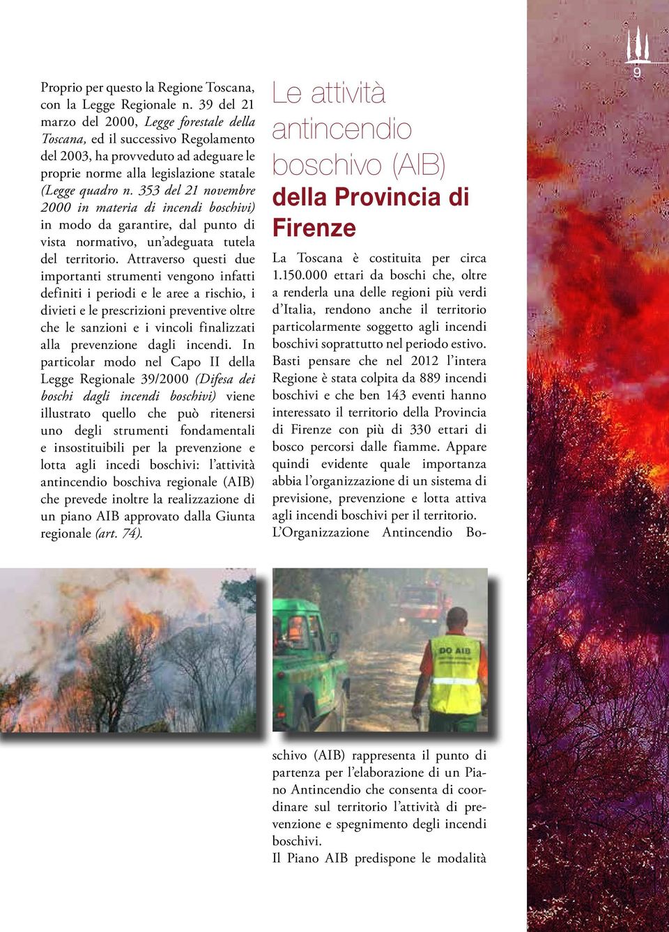 353 del 21 novembre 2000 in materia di incendi boschivi) in modo da garantire, dal punto di vista normativo, un adeguata tutela del territorio.