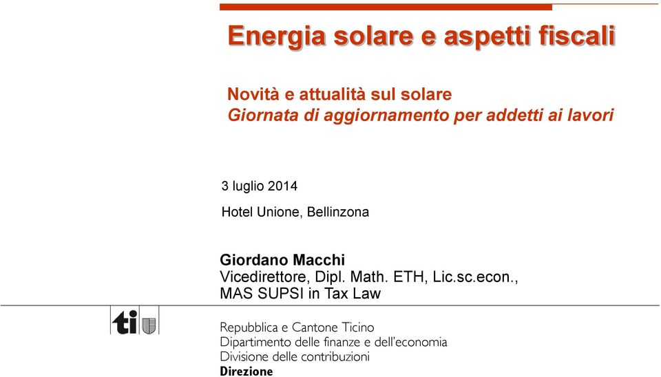 Vicedirettore, Dipl. Math. ETH, Lic.sc.econ.