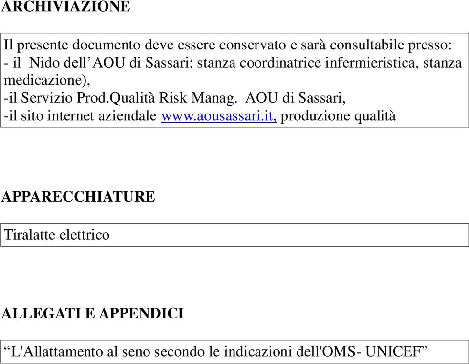 Qualità isk Manag. AOU di Sassari, -il sito internet aziendale www.aousassari.