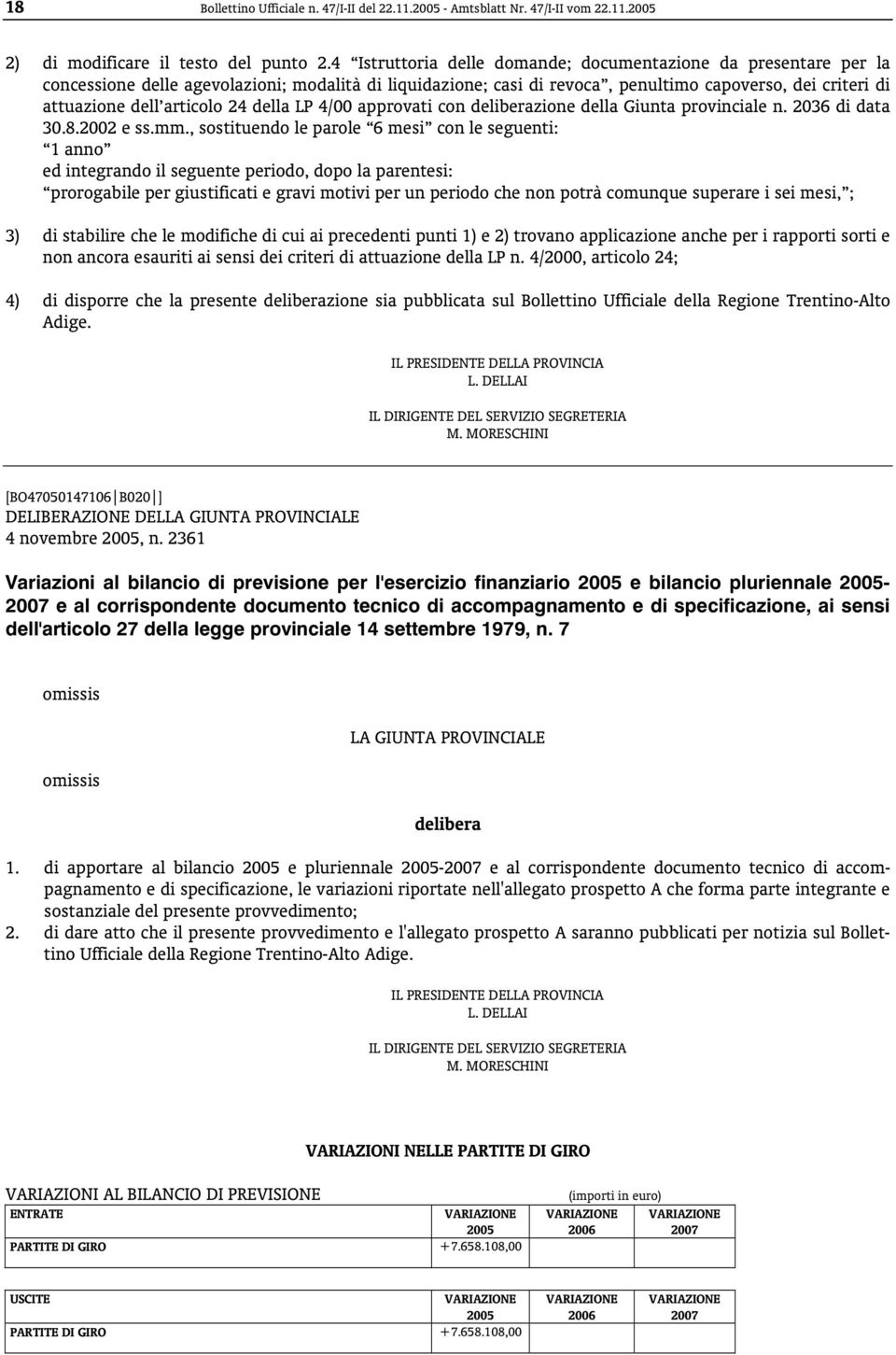 24 della LP 4/00 approvati con deliberazione della Giunta provinciale n. 2036 di data 30.8.2002 e ss.mm.