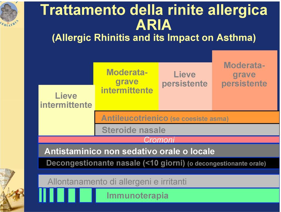 Steroide nasale Cromoni Antistaminico non sedativo orale o locale Allontanamento di allergeni e