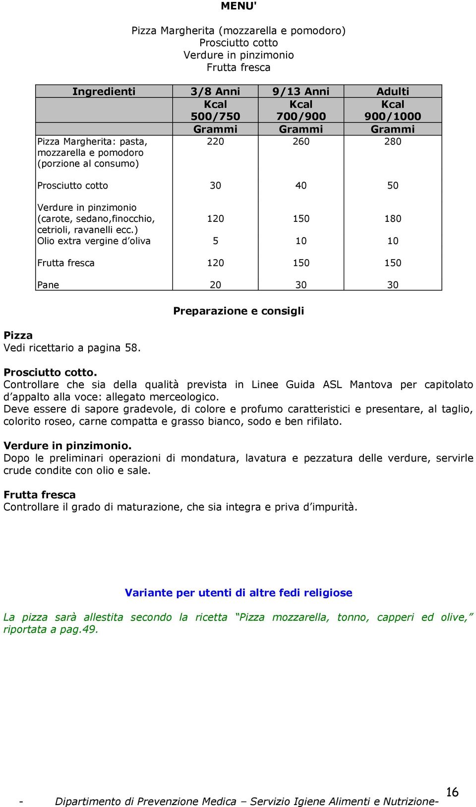 Controllare che sia della qualità prevista in Linee Guida ASL Mantova per capitolato d appalto alla voce: allegato merceologico.