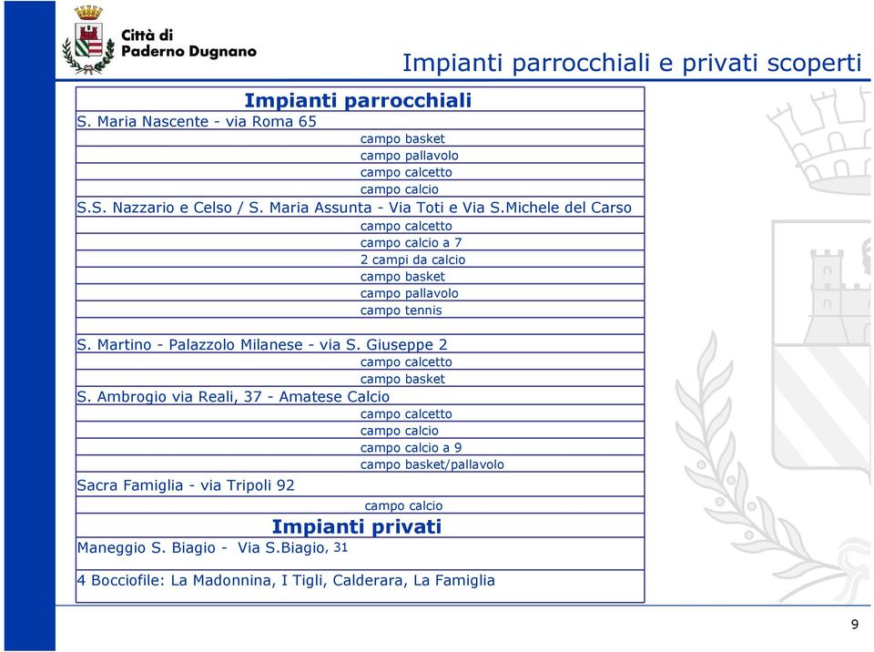 Martino - Palazzolo Milanese - via S. Giuseppe 2 campo calcetto campo basket S.