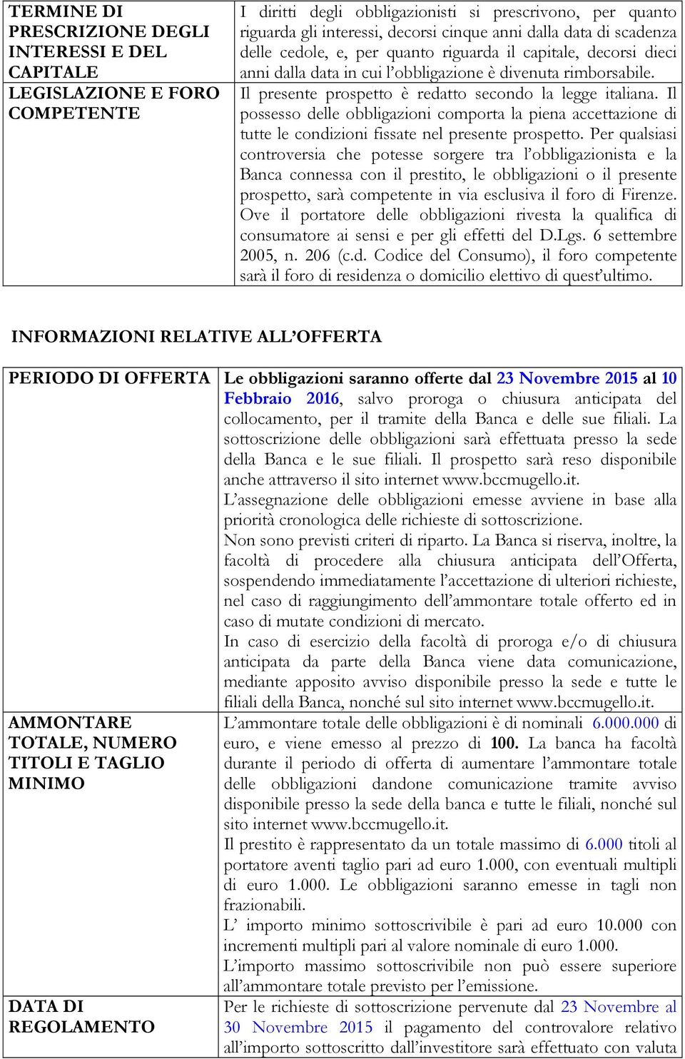 Il possesso delle obbligazioni comporta la piena accettazione di tutte le condizioni fissate nel presente prospetto.