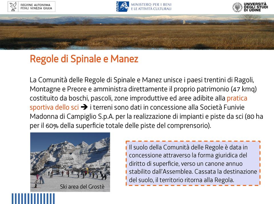 Campiglio S.p.A. per la realizzazione di impianti e piste da sci (80 ha per il 60% della superficie totale delle piste del comprensorio).