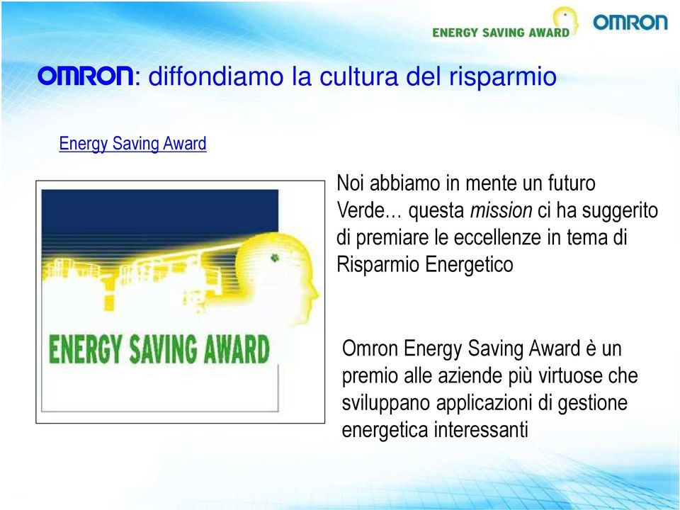 in tema di Risparmio Energetico Omron Energy Saving Award è un premio alle