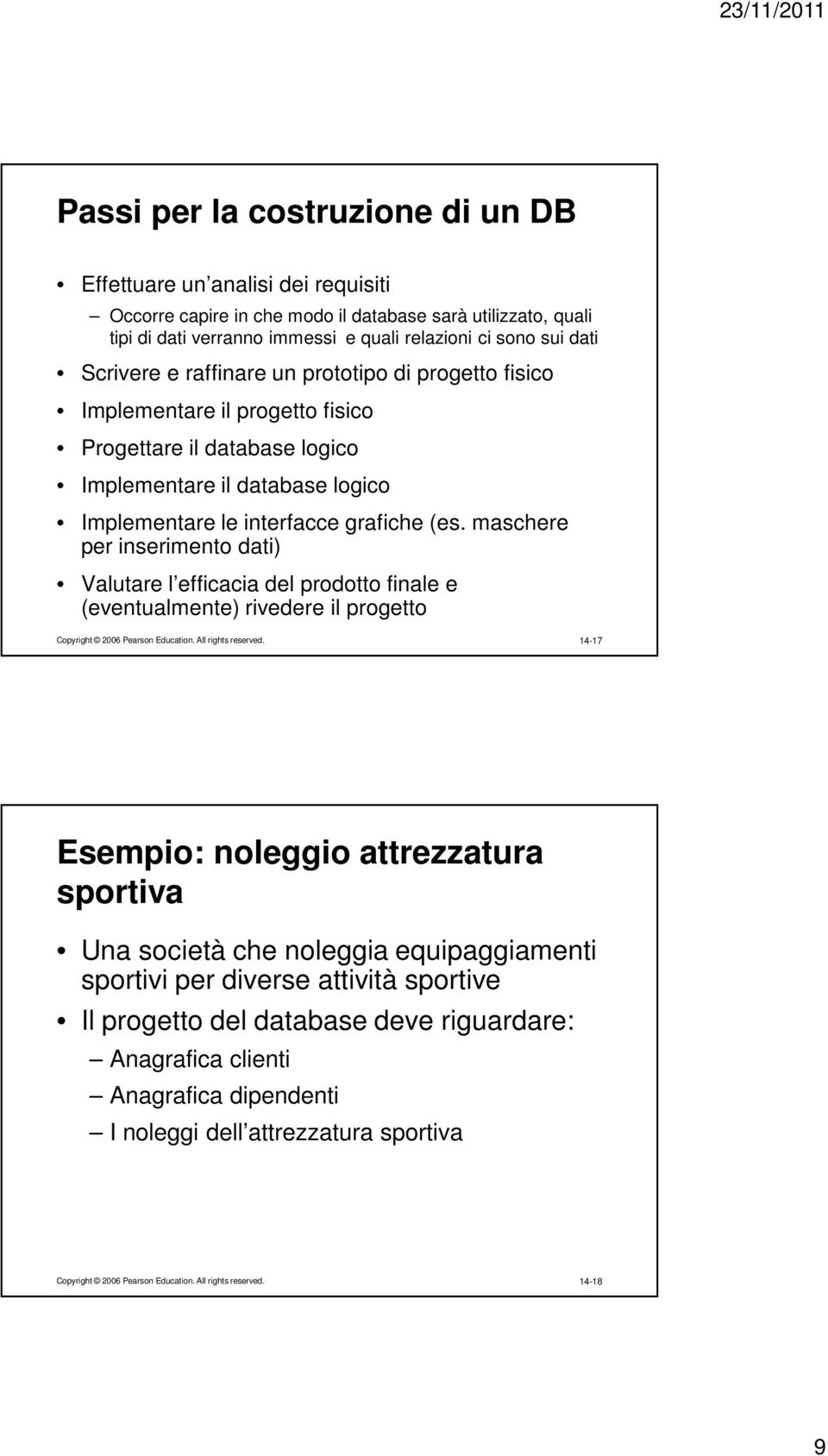 maschere per inserimento dati) Valutare l efficacia del prodotto finale e (eventualmente) rivedere il progetto Copyright 2006 Pearson Education. All rights reserved.