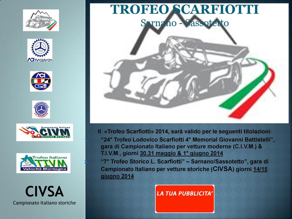 24 Trofeo Lodovico Scarfiotti 4 Memorial Giovanni Battistelli, gara di Campionato Italiano per vetture