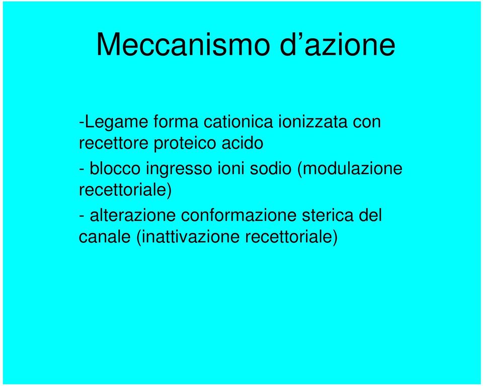 sodio (modulazione recettoriale) - alterazione