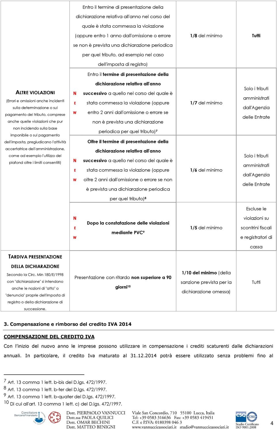 determinazione o sul pagamento del tributo, comprese anche quelle violazioni che pur non incidendo sulla base imponibile o sul pagamento dell'imposta, pregiudicano l'attività N E W dichiarazione