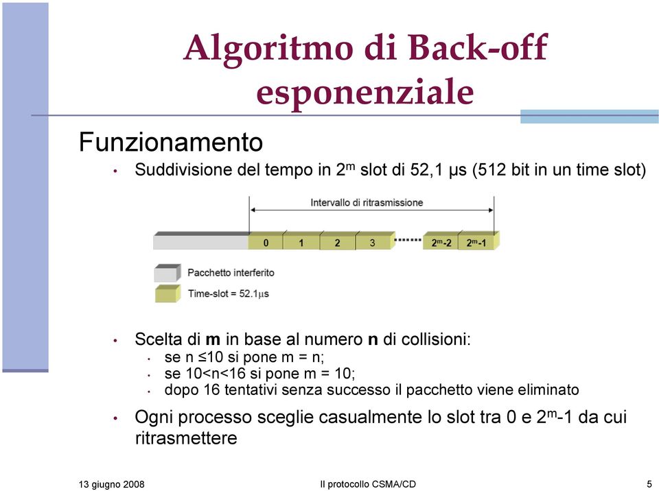 10<n<16 si pone m = 10; dopo 16 tentativi senza successo il pacchetto viene eliminato Ogni