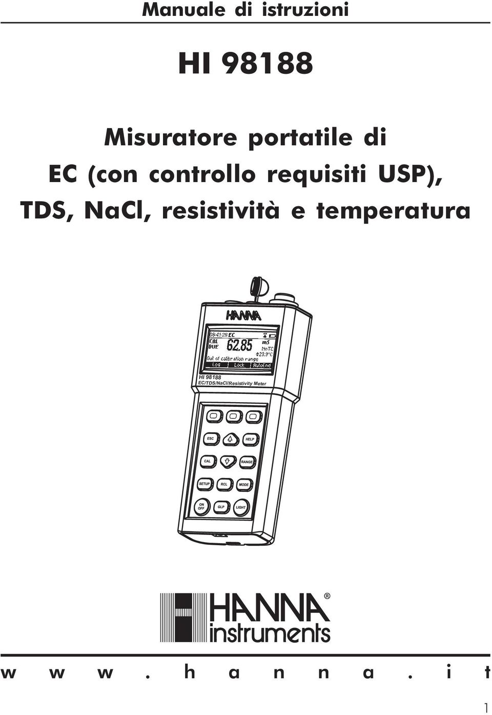 TDS, NaCl, resistività e temperatura HI 98188