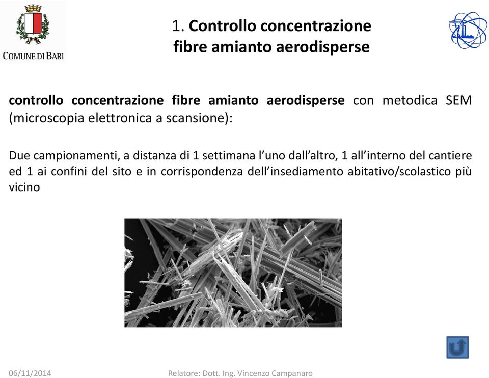 distanza di 1 settimana l uno dall altro, 1 all interno del cantiere ed 1 ai confini del sito e