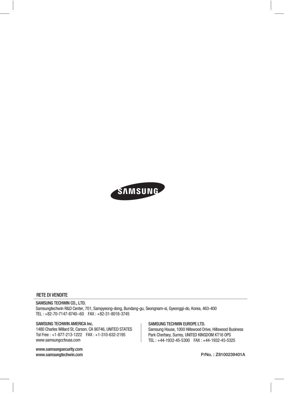 +82-31-8018-3745 SAMSUNG TECHWIN AMERICA Inc.