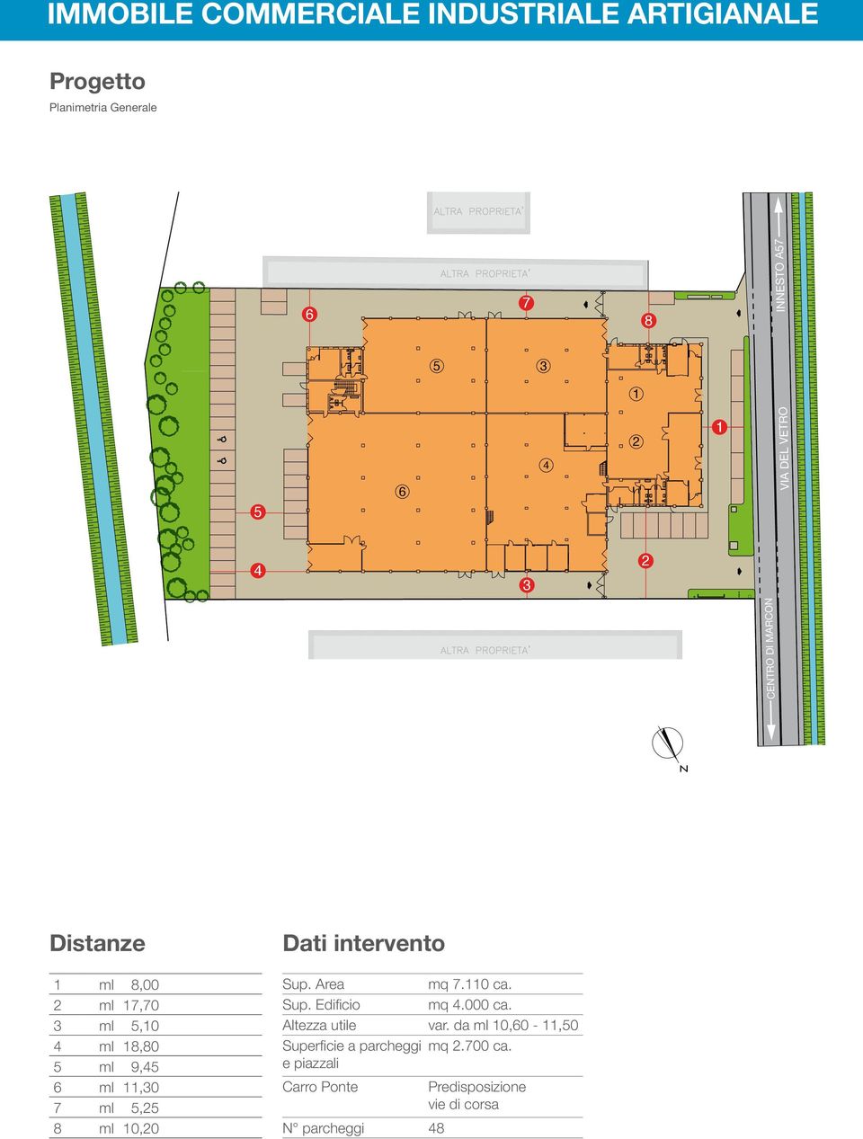 ml 0,20 Dati intervento Sup. Area mq 7.0 ca. Sup. Edificio mq.000 ca. Altezza utile var.