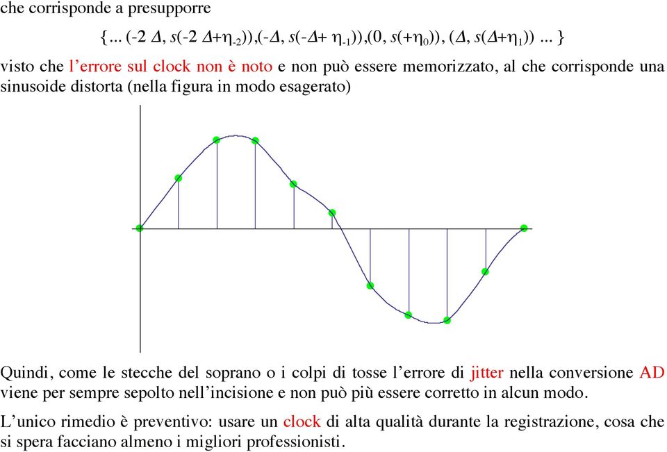 esagerato) Quindi, come le stecche del soprano o i colpi di tosse l errore di jitter nella conversione AD viene per sempre sepolto nell incisione
