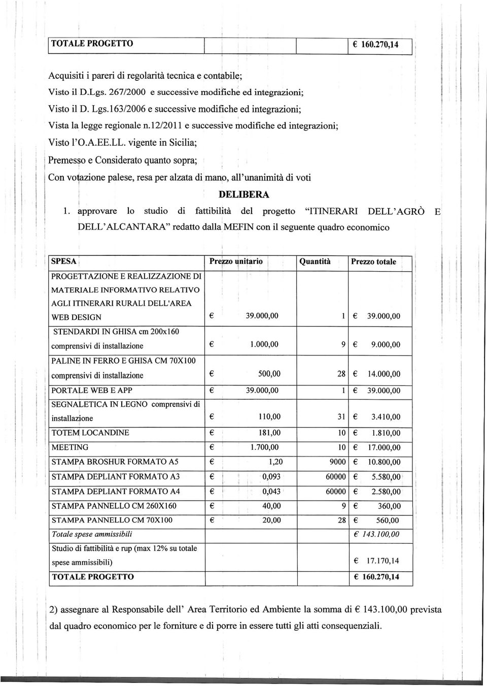 vgente n Scla; ; remesso e Consderato quanto sopra; Con votazone palese, resa per alzata d mano, all'unanmtà d vot DELIBERA 1.