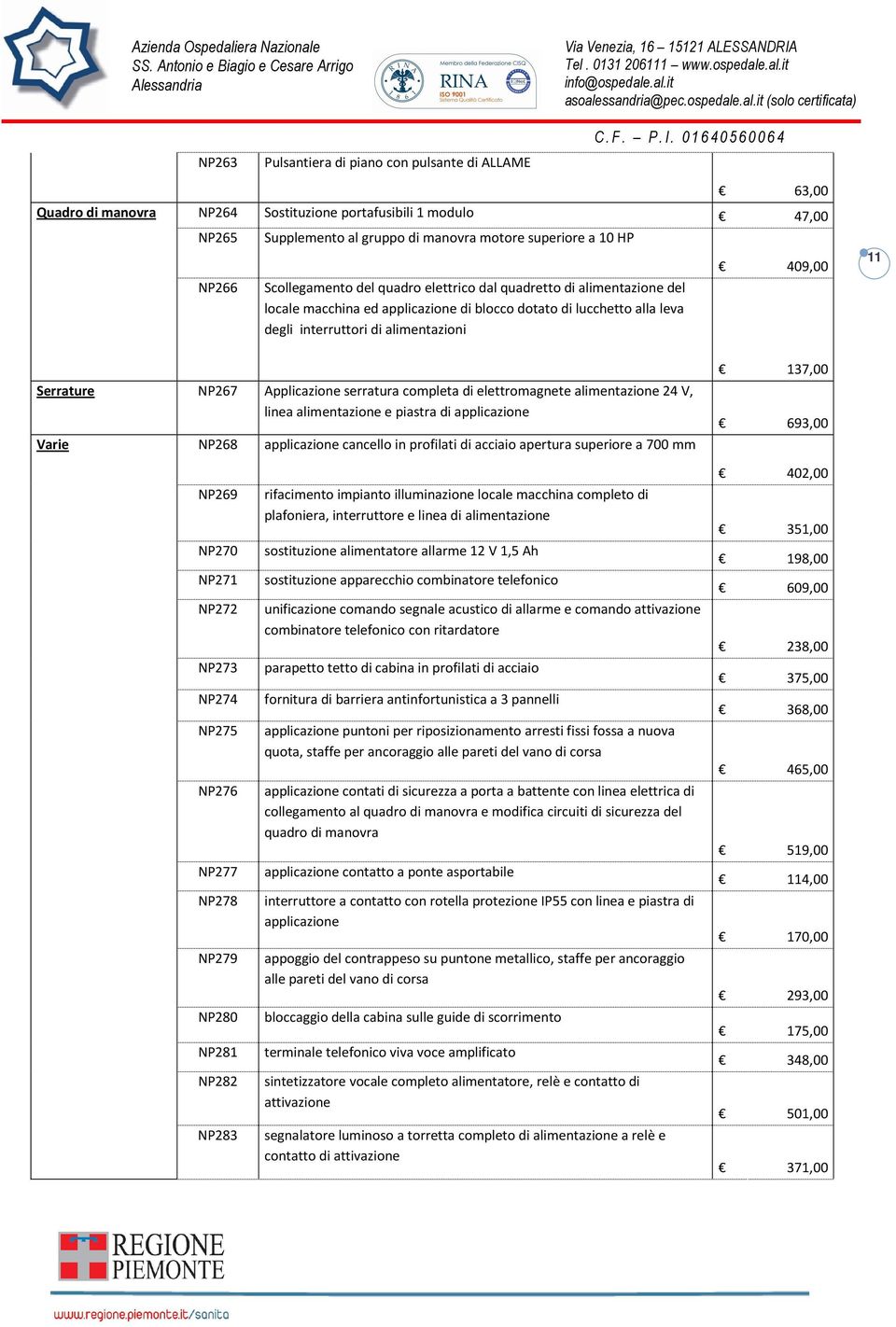 NP267 Applicazione serratura completa di elettromagnete alimentazione 24 V, linea alimentazione e piastra di applicazione Varie NP268 applicazione cancello in profilati di acciaio apertura superiore