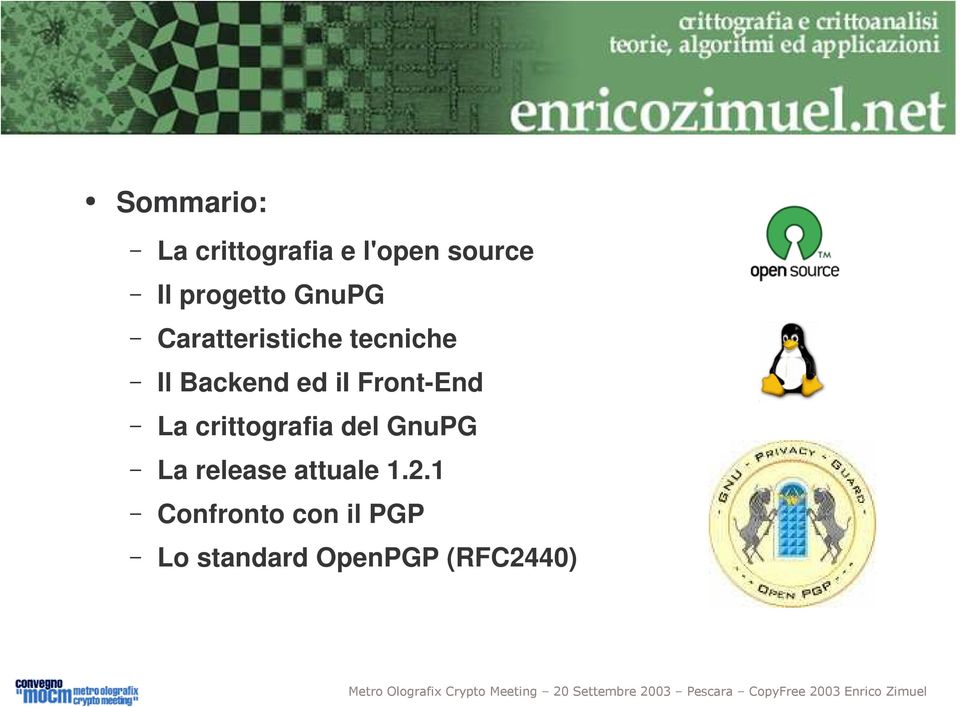 Front-End La crittografia del GnuPG La release