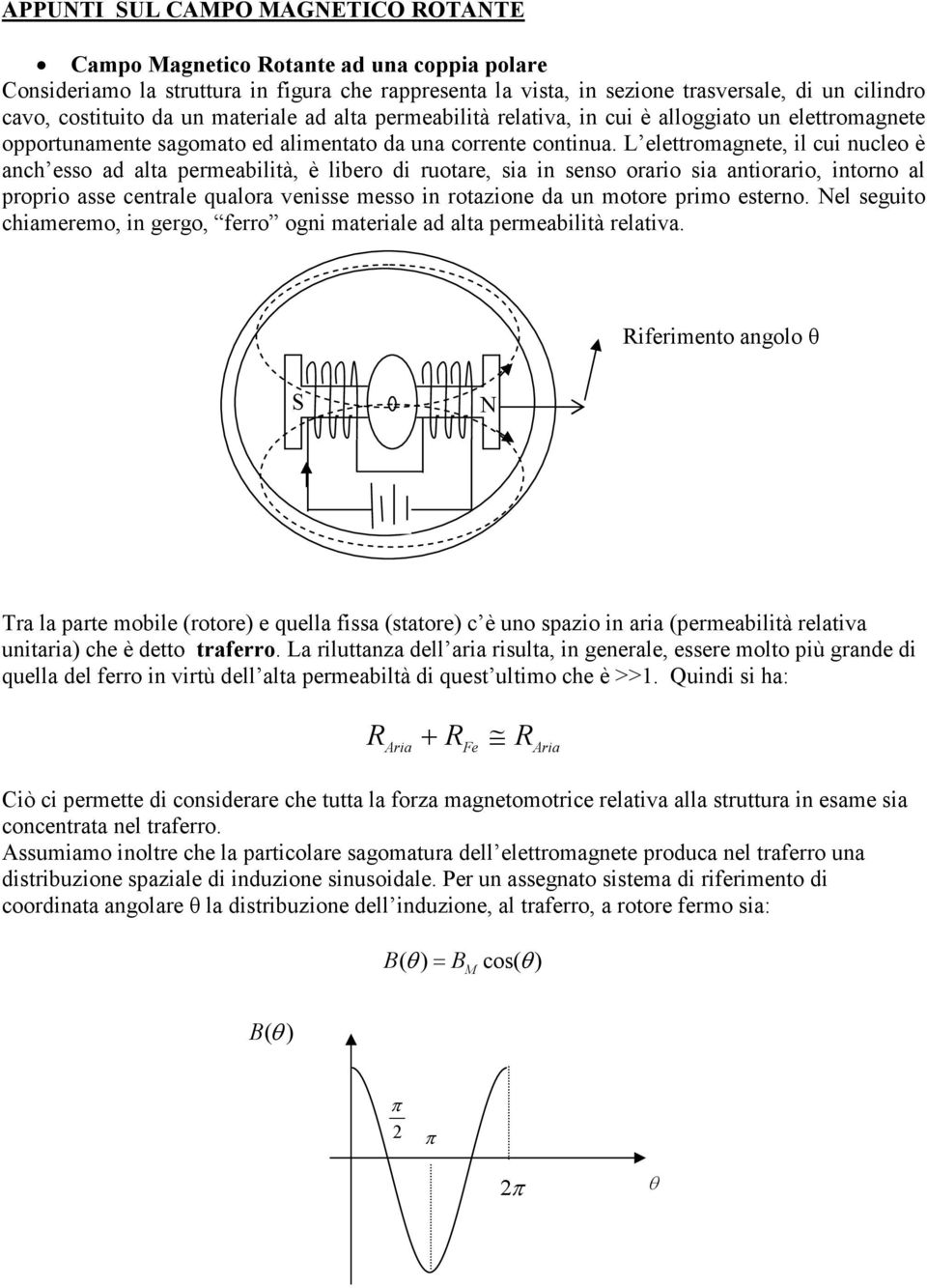 L elettromagnete, il cui nucleo è anch esso ad alta permeabilità, è libero di ruotare, sia in senso orario sia antiorario, intorno al proprio asse centrale qualora venisse messo in rotazione da un