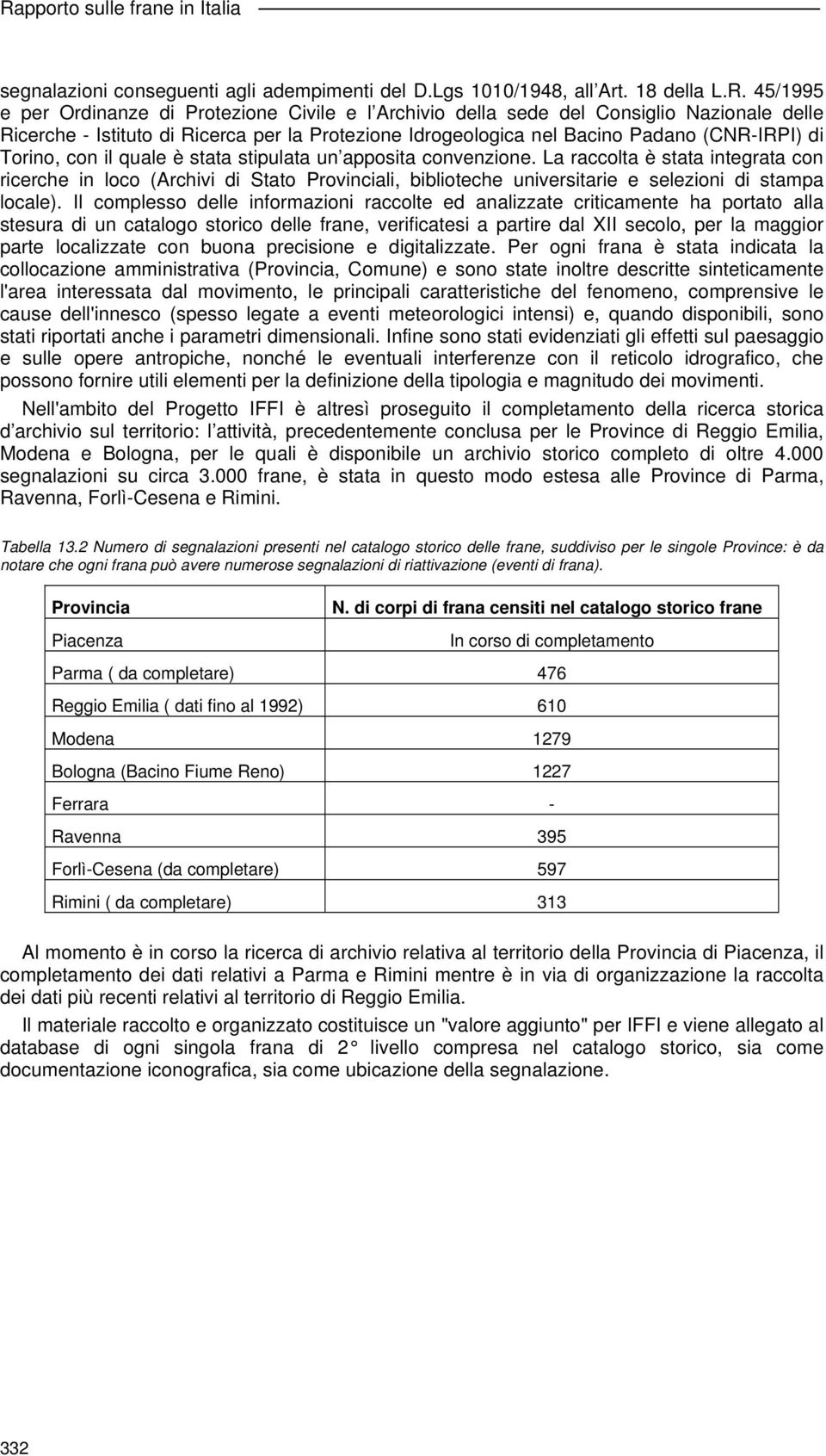 La raccolta è stata integrata con ricerche in loco (Archivi di Stato Provinciali, biblioteche universitarie e selezioni di stampa locale).