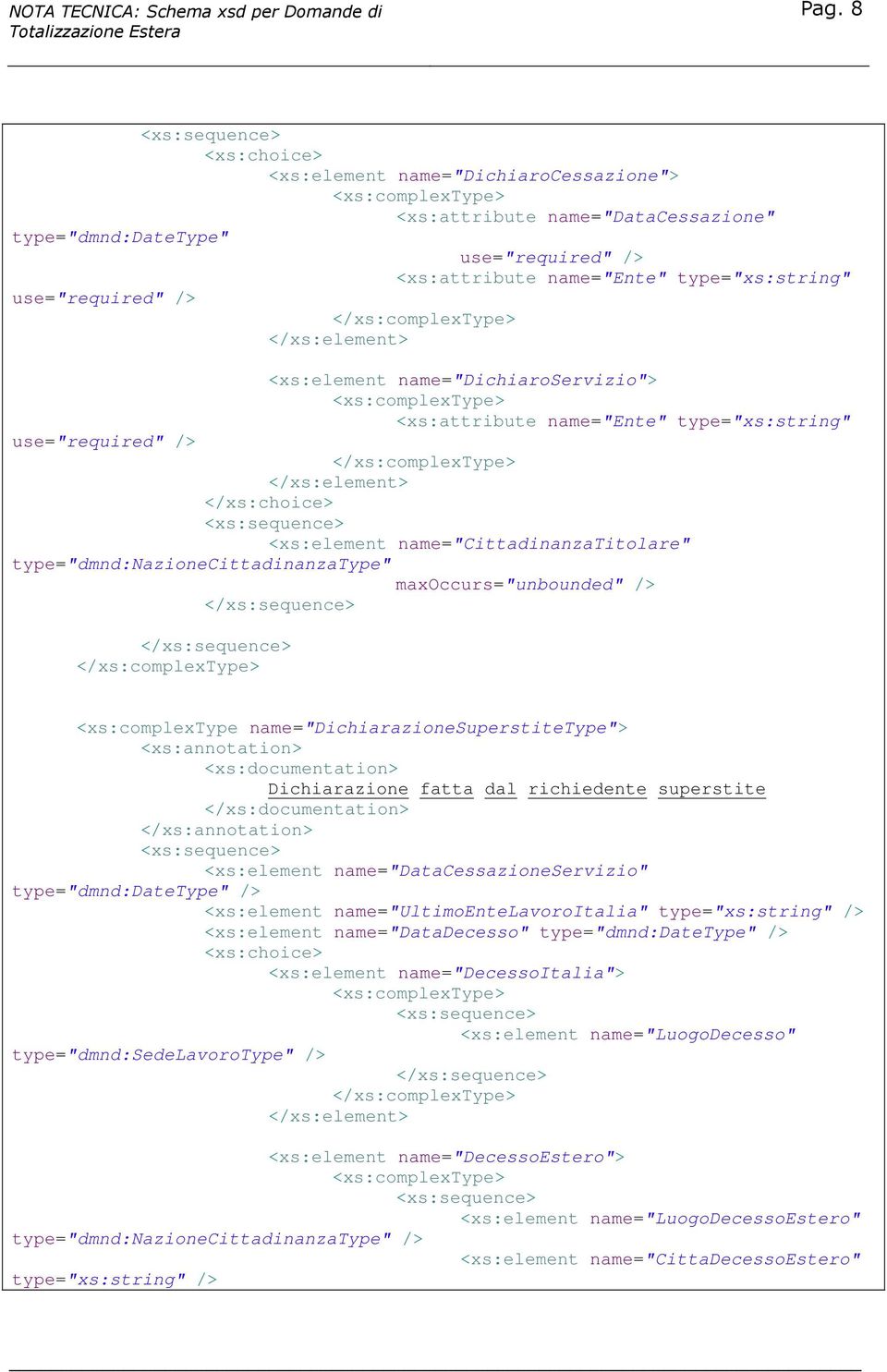 name="cittadinanzatitolare" type="dmnd:nazionecittadinanzatype" maxoccurs="unbounded" /> <xs:complextype name="dichiarazionesuperstitetype"> <xs:annotation> <xs:documentation> Dichiarazione fatta dal