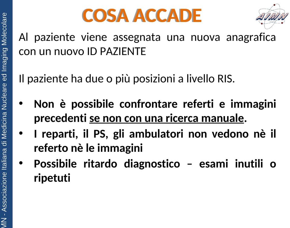 Non è possibile confrontare referti e immagini precedenti se non con una ricerca manuale.