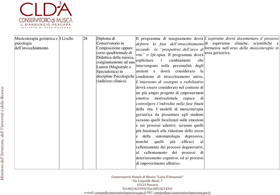 Il programma di insegnamento dovrà definire la fase dell invecchiamento secondo la prospettiva dell arco di vita o life-span.