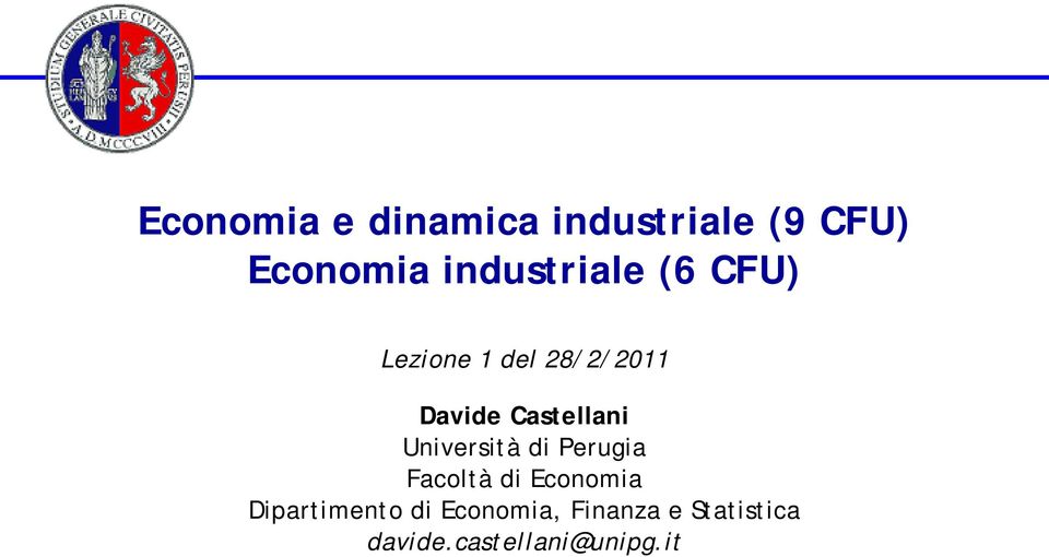 Castellani Università di Perugia Facoltà di Economia