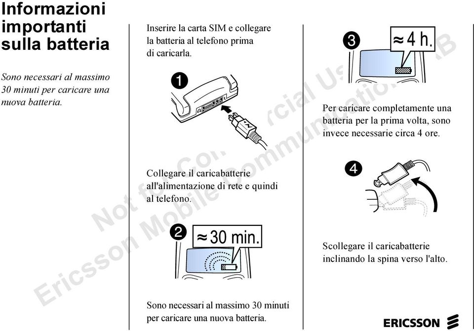 Collegare il caricabatterie all'alimentazione di rete e quindi al telefono.