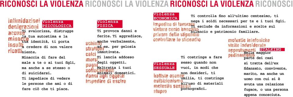 Ti aggredisce, anche verbalmente, ad es. per gelosia immotivata. Ti lancia addosso degli oggetti. Maltratta i tuoi animali domestici.