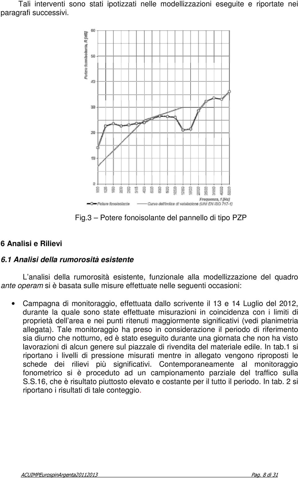 Campagna di monitoraggio, effettuata dallo scrivente il 13 e 14 Luglio del 2012, durante la quale sono state effettuate misurazioni in coincidenza con i limiti di proprietà dell area e nei punti