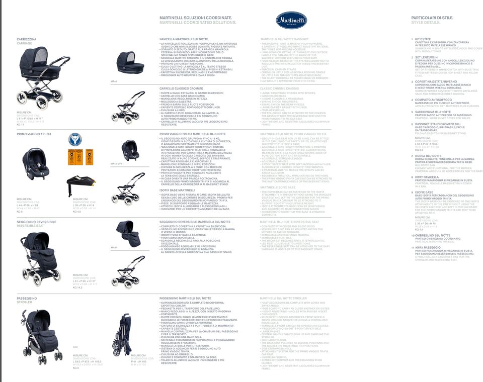 SEGGIOLINO REVERSIBILE REVERSIBLE SEAT MISURE CM: DIMENSIONS (CM): L 35 x P 58 x H 14 W 35 x D 58 x H 14 KG 4,9 MA41 MA41-MF41 MA41 NAVICELLA MARTINELLI BLU NOTTE LA NAVICELLA È REALIZZATA IN