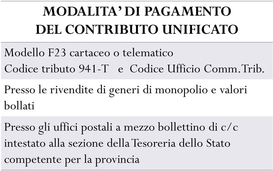 Presso le rivendite di generi di monopolio e valori bollati Presso gli uffici