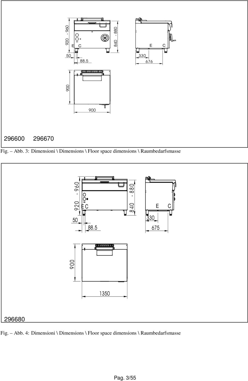 \ Raumbedarfsmasse E C E C 296680 Fig. Abb.