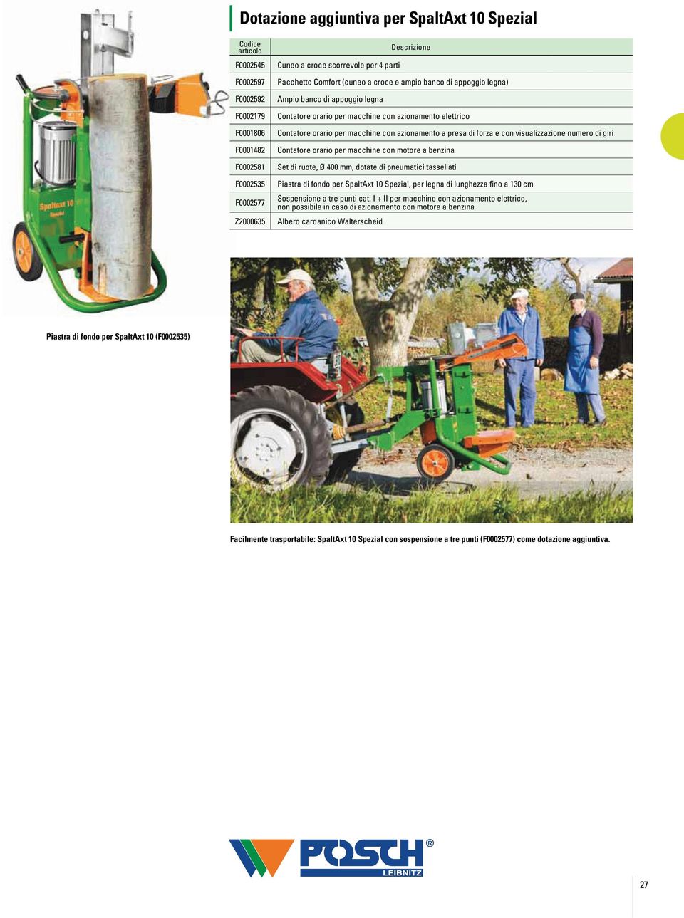 forza e con visualizzazione numero di giri Contatore orario per macchine con motore a benzina Set di ruote, Ø 400 mm, dotate di pneumatici tassellati Piastra di fondo per SpaltAxt 10 Spezial, per