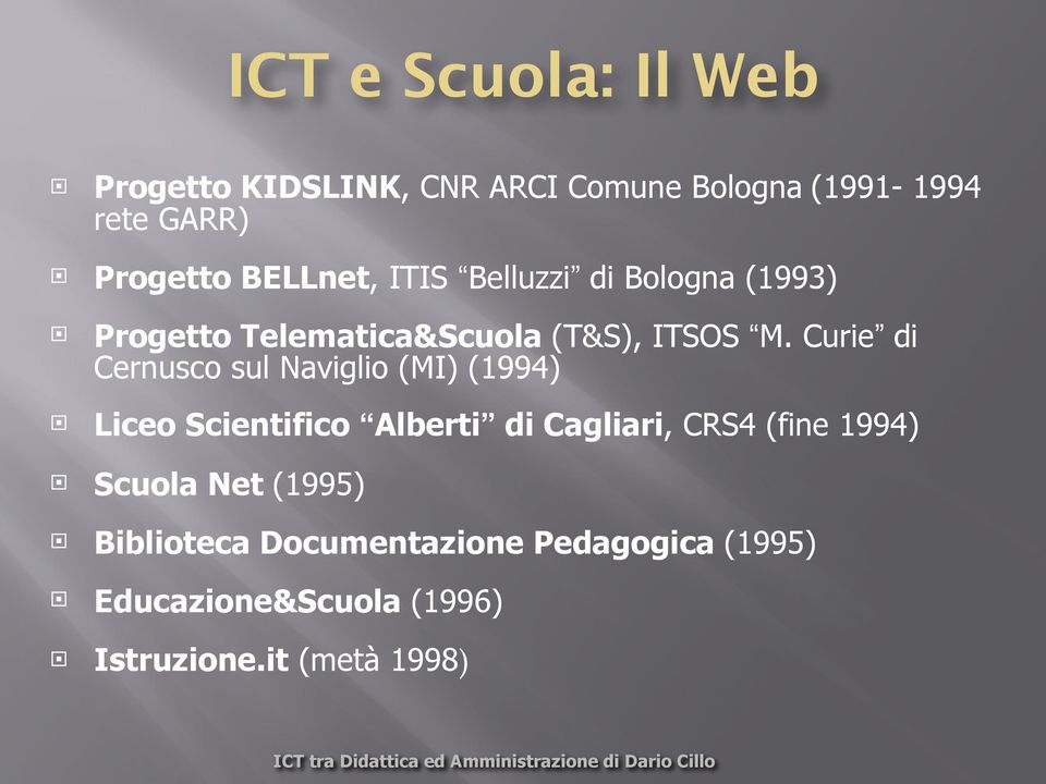 Curie di Cernusco sul Naviglio (MI) (1994) Liceo Scientifico Alberti di Cagliari, CRS4 (fine