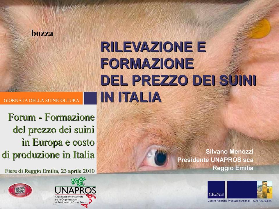RILEVAZIONE E FORMAZIONE DEL PREZZO DEI SUINI IN ITALIA Silvano Menozzi