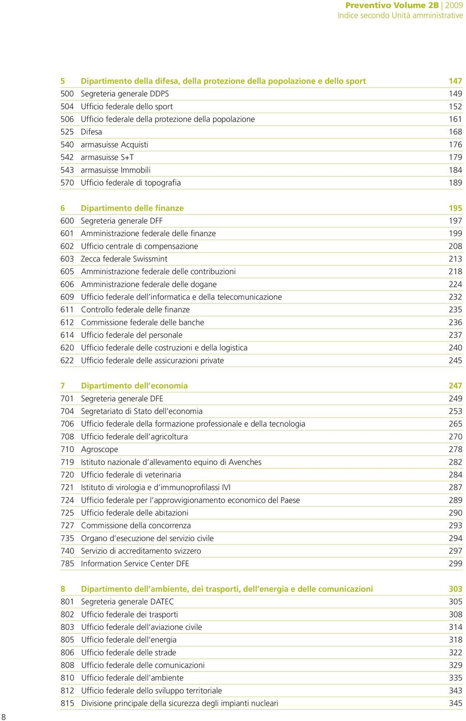 topografia 189 6 Dipartimento delle finanze 195 600 Segreteria generale DFF 197 601 Amministrazione federale delle finanze 199 602 Ufficio centrale di compensazione 208 603 Zecca federale Swissmint