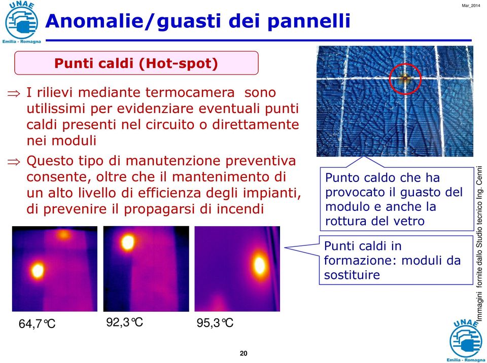 livello di efficienza degli impianti, di prevenire il propagarsi di incendi 64,7 C 92,3 C 95,3 C Punto caldo che ha provocato il guasto