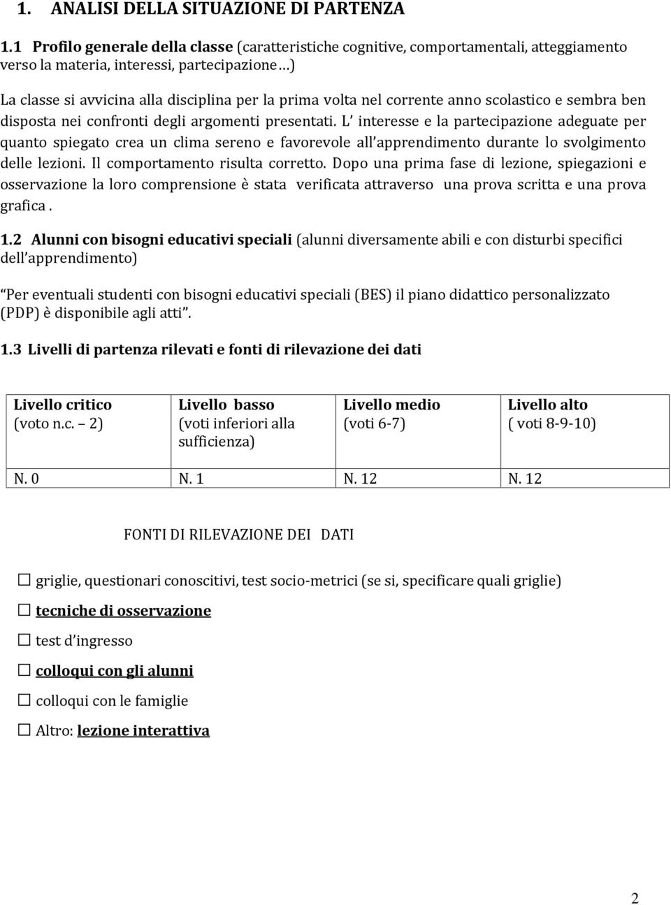 corrente anno scolastico e sembra ben disposta nei confronti degli argomenti presentati.