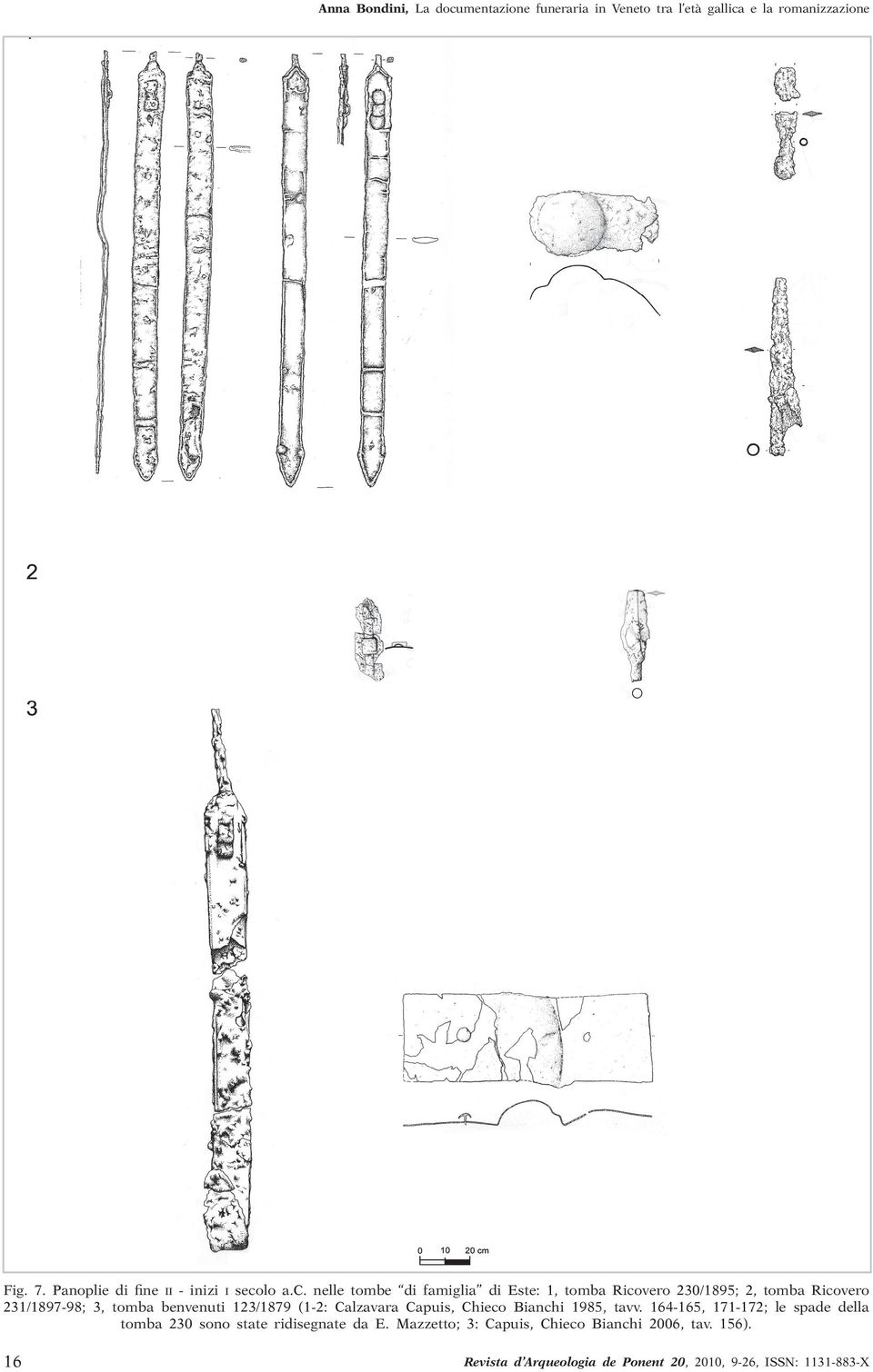 nelle tombe di famiglia di Este: 1, tomba Ricovero 230/1895; 2, tomba Ricovero 231/1897-98; 3, tomba