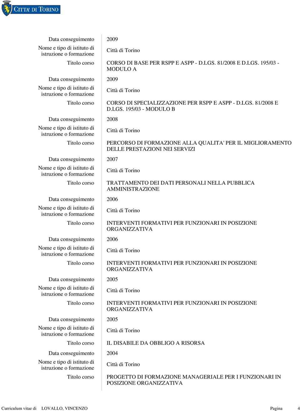 PRESTAZIONI NEI SERVIZI 2007 TRATTAMENTO DEI DATI PERSONALI NELLA PUBBLICA AMMINISTRAZIONE 2006 2006 2005