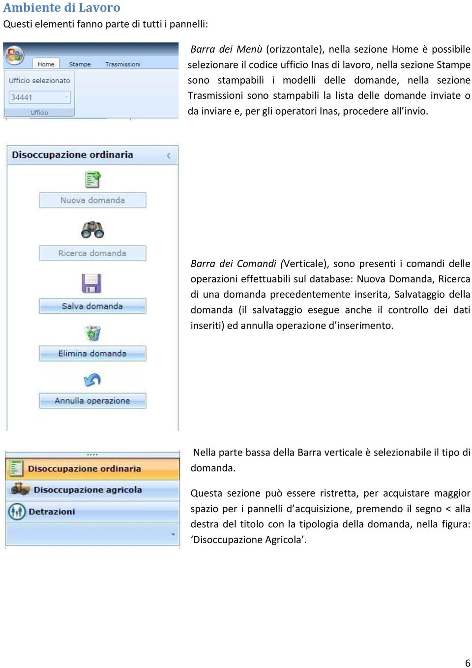 Barra dei Comandi (Verticale), sono presenti i comandi delle operazioni effettuabili sul database: Nuova Domanda, Ricerca di una domanda precedentemente inserita, Salvataggio della domanda (il