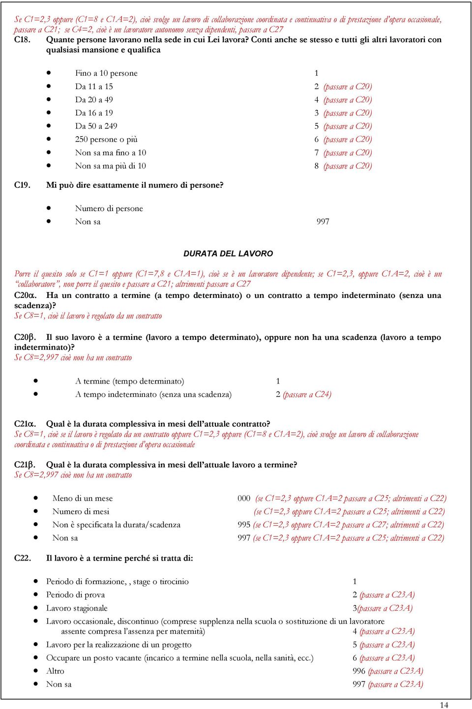 Conti anche se stesso e tutti gli altri lavoratori con qualsiasi mansione e qualifica Fino a 10 persone 1 Da 11 a 15 2 (passare a C20) Da 20 a 49 4 (passare a C20) Da 16 a 19 3 (passare a C20) Da 50