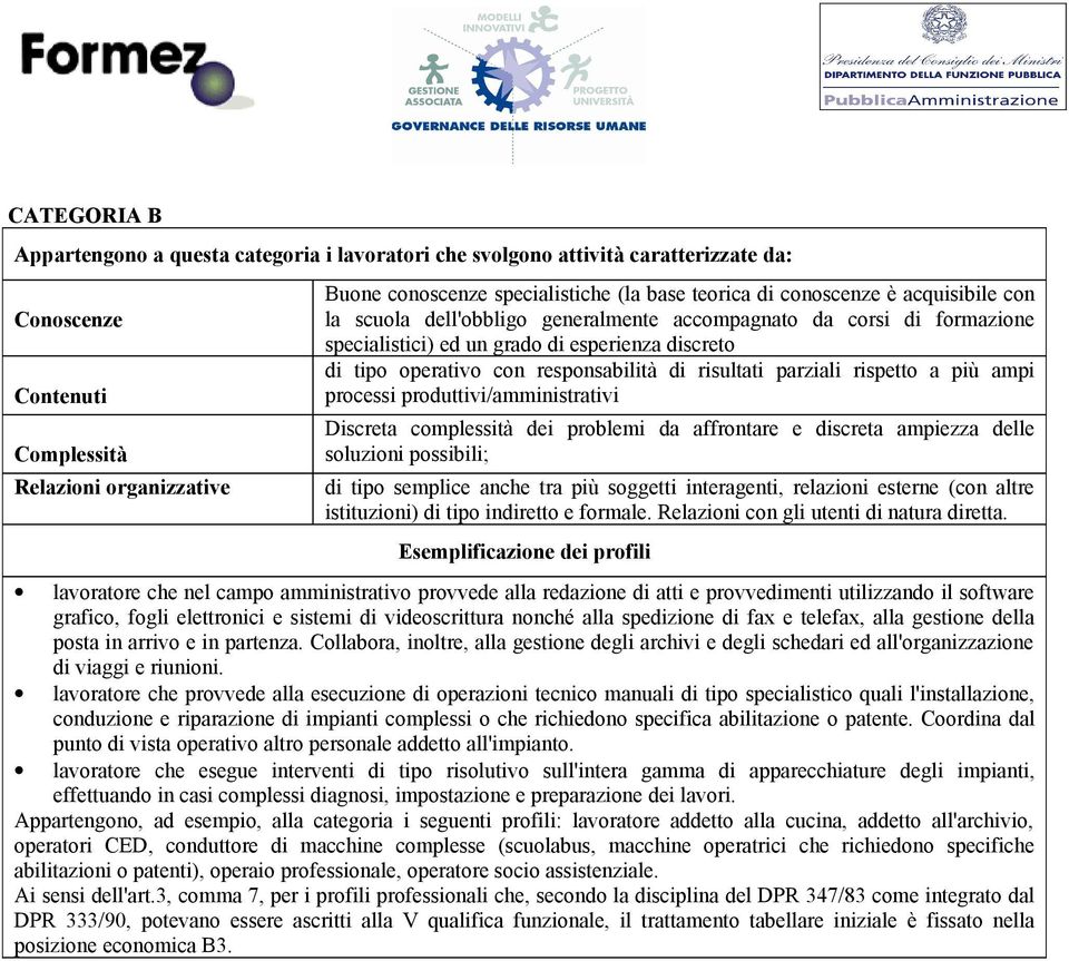 di risultati parziali rispetto a più ampi processi produttivi/amministrativi Discreta complessità dei problemi da affrontare e discreta ampiezza delle soluzioni possibili; di tipo semplice anche tra