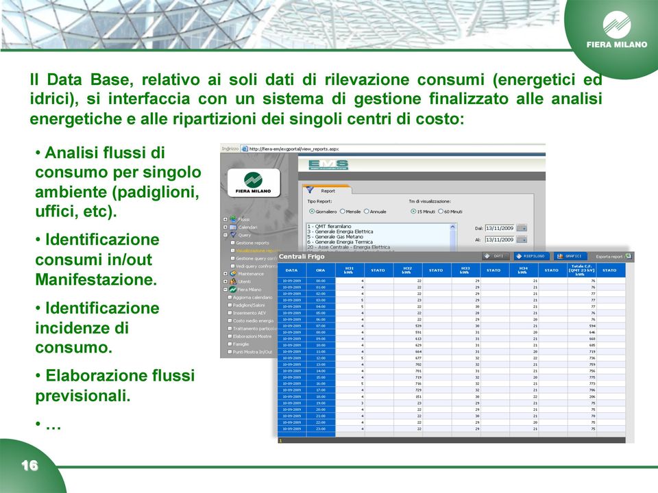 costo: Analisi flussi di consumo per singolo ambiente (padiglioni, uffici, etc).