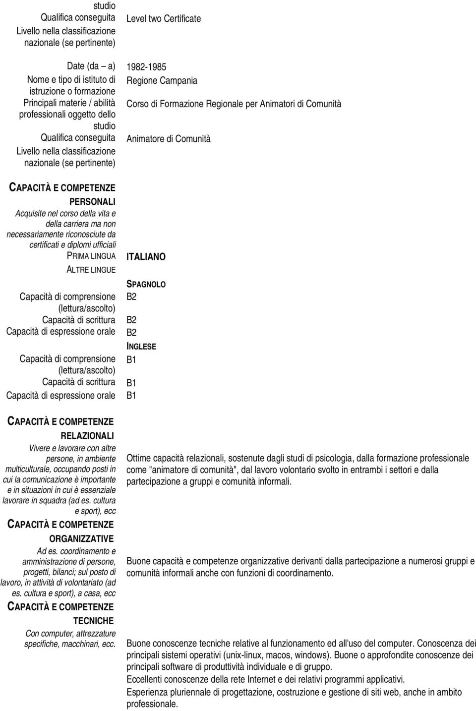 Capacità di scrittura Capacità di espressione orale Capacità di comprensione (lettura/ascolto) Capacità di scrittura Capacità di espressione orale ITALIANO SPAGNOLO INGLESE RELAZIONALI Vivere e