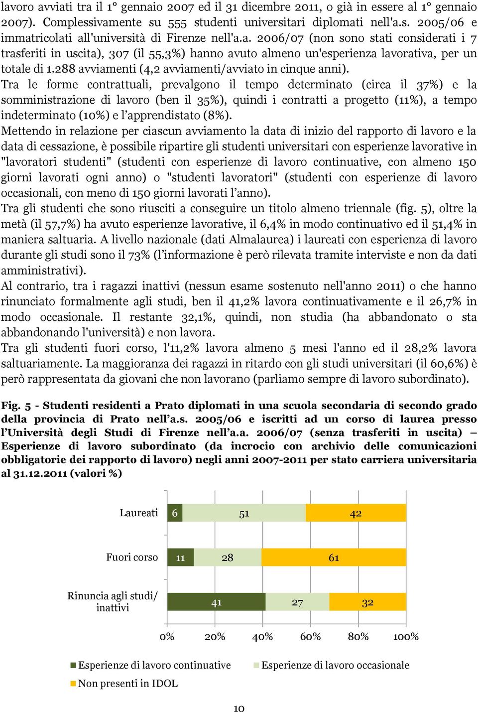 Tra le forme contrattuali, prevalgono il tempo determinato (circa il 37%) e la somministrazione di lavoro (ben il 35%), quindi i contratti a progetto (11%), a tempo indeterminato (10%) e l