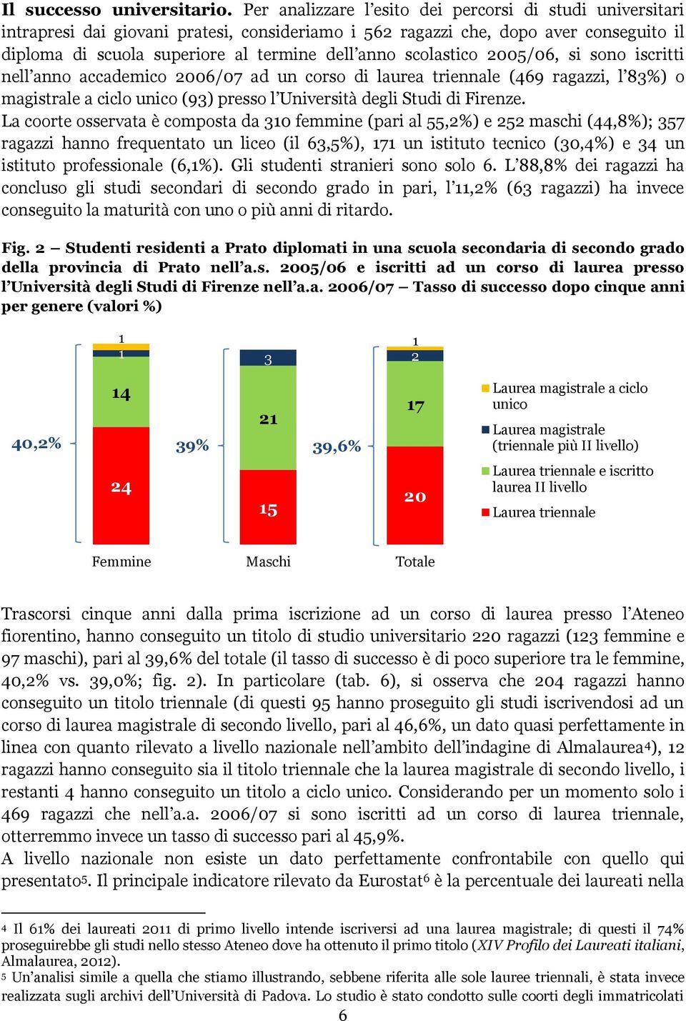 scolastico 2005/06, si sono iscritti nell anno accademico 2006/07 ad un corso di laurea triennale (469 ragazzi, l 83%) o magistrale a ciclo unico (93) presso l Università degli Studi di Firenze.